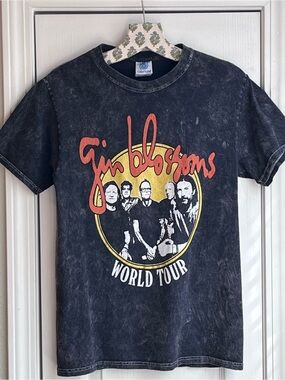 GIN BLOSSOMS World Tour Band Tee Black Mineral Wash Size Small Unisex